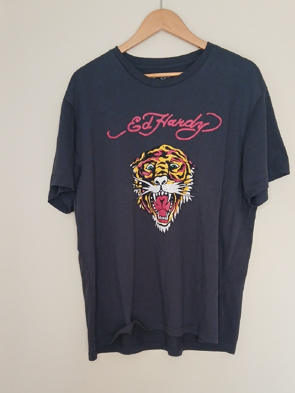 Ed Hardy Men's Retro Tiger T-Shirt Charcoal Gray Size XL